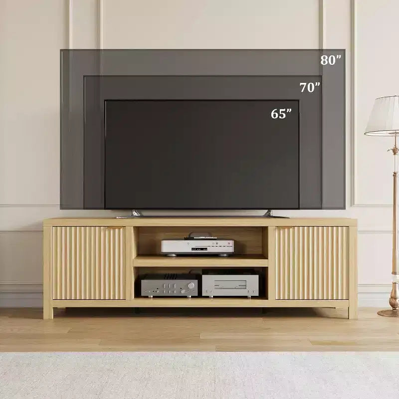 80" TV Stand, Modern Entertainment Center with Fluted Door Storage for Living Room, Bedroom
