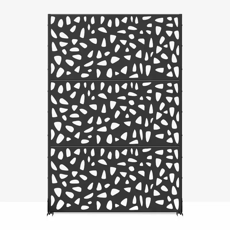 72" Galvanized Steel Room Divider Privacy Screen, Freestanding Garden Fence for Patio, Office - Black