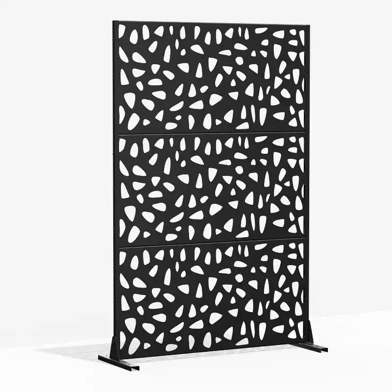 72" Galvanized Steel Room Divider Privacy Screen, Freestanding Garden Fence for Patio, Office - Black