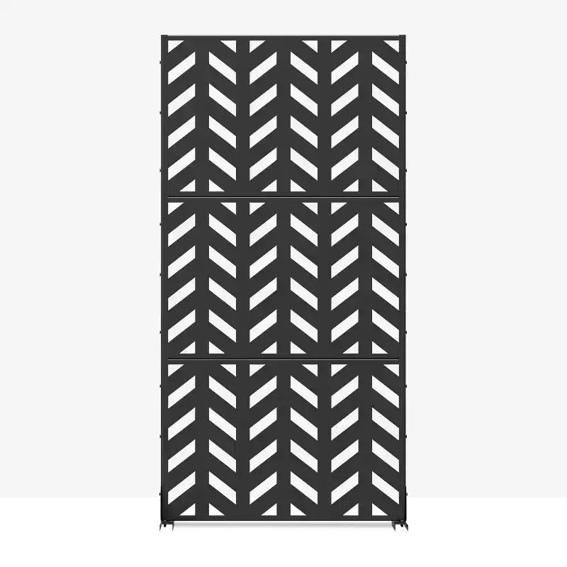 72" Rectangle Room Divider, Galvanized Steel Privacy Screen for Garden, Patio, Office - Black