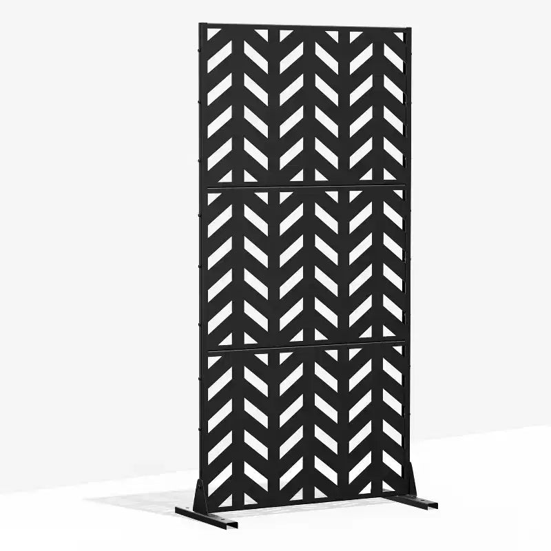 72" Rectangle Room Divider, Galvanized Steel Privacy Screen for Garden, Patio, Office - Black