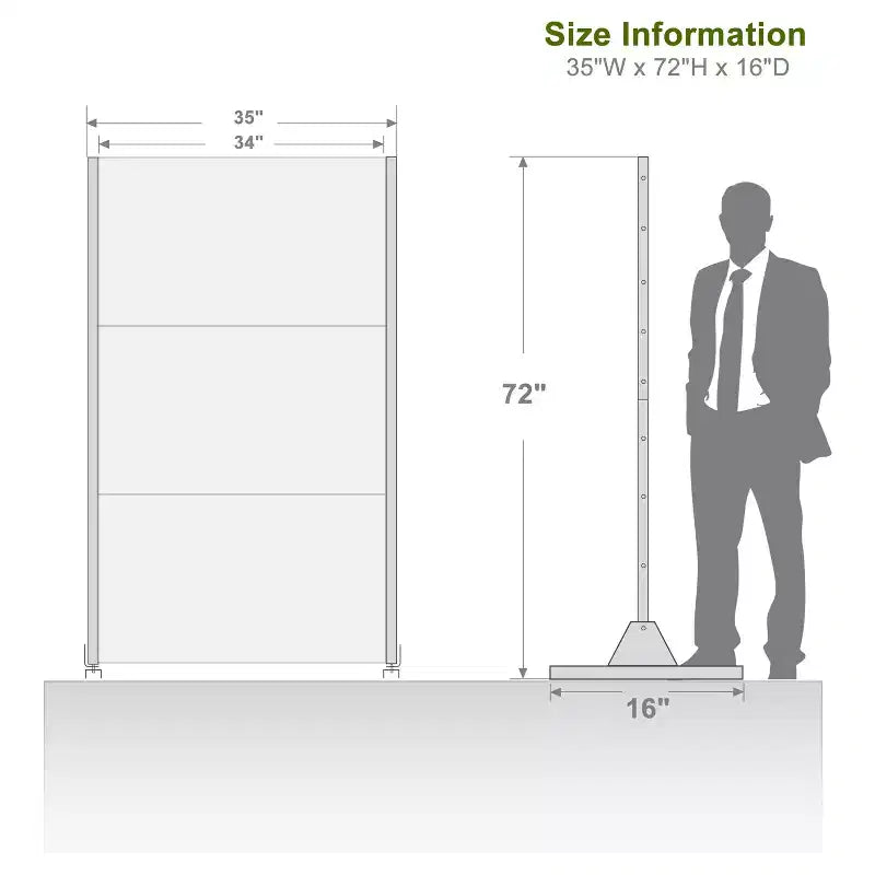 72" Rectangle Room Divider, Galvanized Steel Privacy Screen for Garden, Patio, Office - Black