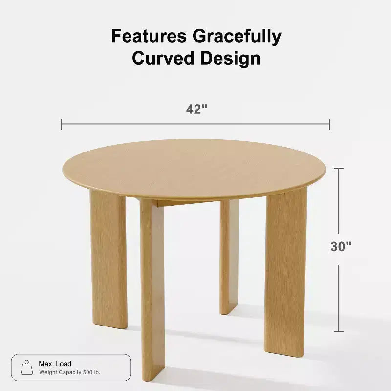 42" Round Wood Dining Table for 4, Farmhouse Modern Kitchen & Dining Room