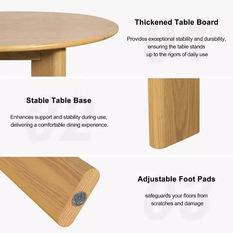 42" Round Wood Dining Table for 4, Farmhouse Modern Kitchen & Dining Room