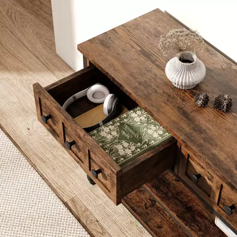 Sofa Table with Storage Drawers, 3-Tier Metal Console Table for Entryway, Behind Couch, Hallway, Living Room