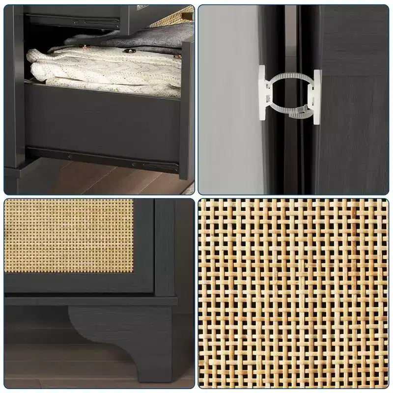 7 Drawer Dresser, 47.3" Wide Rattan Chest of Drawers, Boho Closet Organizer for Bedroom, Living Room, Entryway