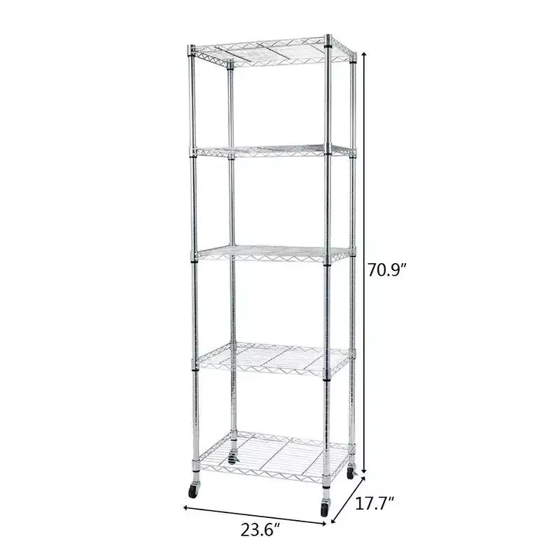 23.62" Steel Height-Adjustable Shelving Unit with Wheels