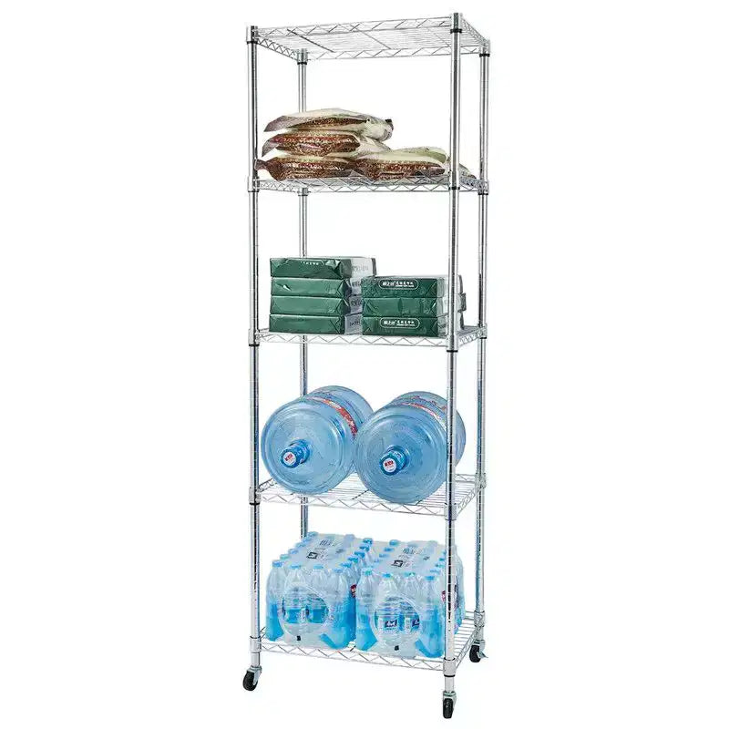 23.62" Steel Height-Adjustable Shelving Unit with Wheels