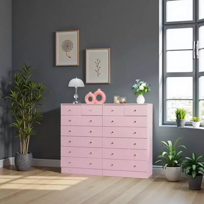 7-Drawer Gray Chest of Drawers, 25.98" Wide