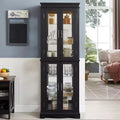 Lighted Corner Curio Cabinet, Glass Display Case for Living Room & Bar Storage - Black