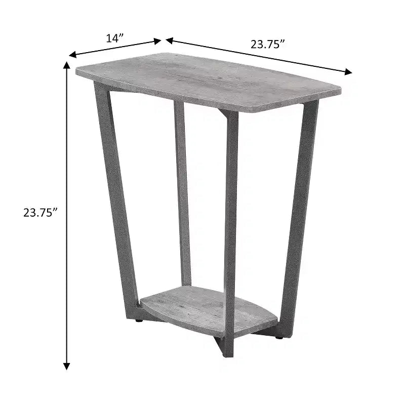 23.75" Gray Rectangle Metal End Table