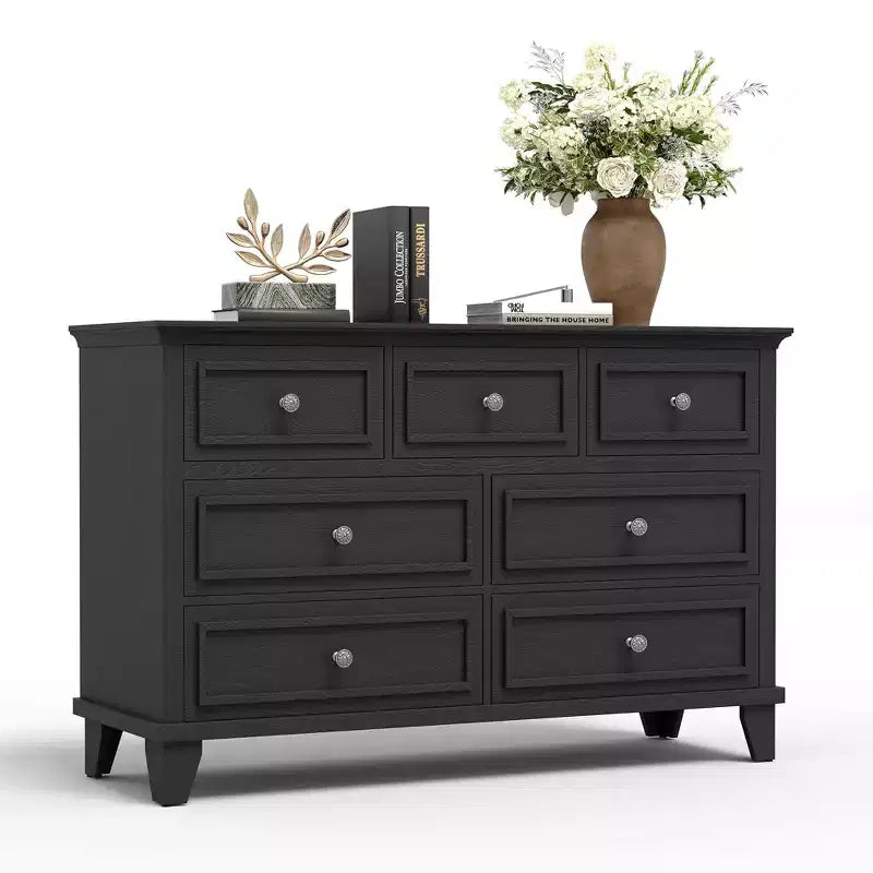 7 Drawer Dresser, Wooden Chest of Drawers with Deep Drawers, 47" Long, Modern Organizer for Bedroom, TV Stand