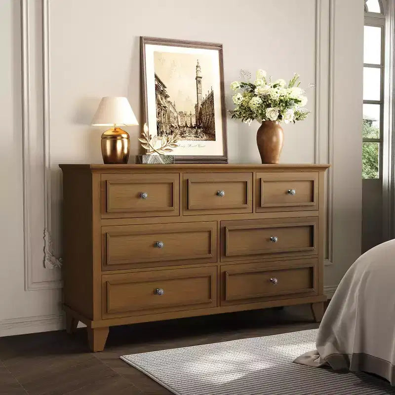 7 Drawer Dresser, Wooden Chest of Drawers with Deep Drawers, 47" Long, Modern Organizer for Bedroom, TV Stand