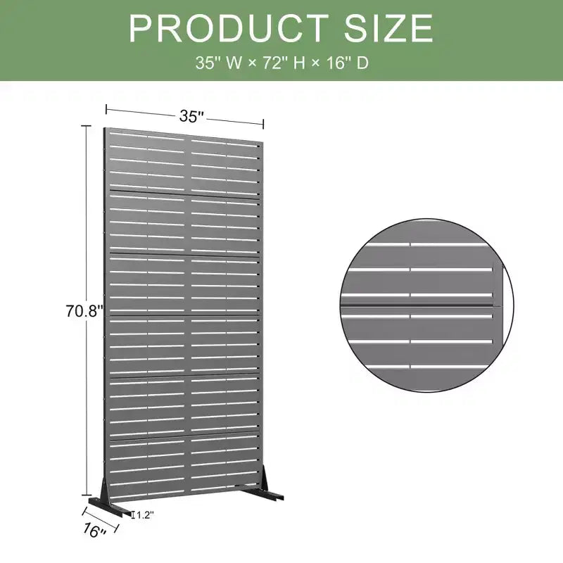 72x35" Metal Outdoor Patio Privacy Screen, Freestanding Room Divider Partition for Indoor/Outdoor - Gray