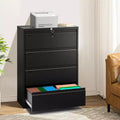 4-Drawer Lateral File Cabinet with Lock, Metal Office Storage for Letter/Legal/A4, Secure Document Organizer, Black