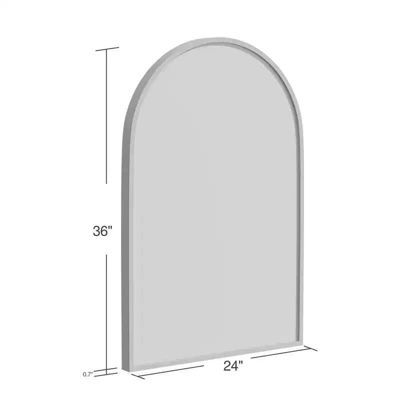 36 x 24 Black Modern Arched Wall Mirror, Aluminum Alloy Thin-Frame, Two-way Hanging for Bathroom, Entryway, Bedroom, Vanity
