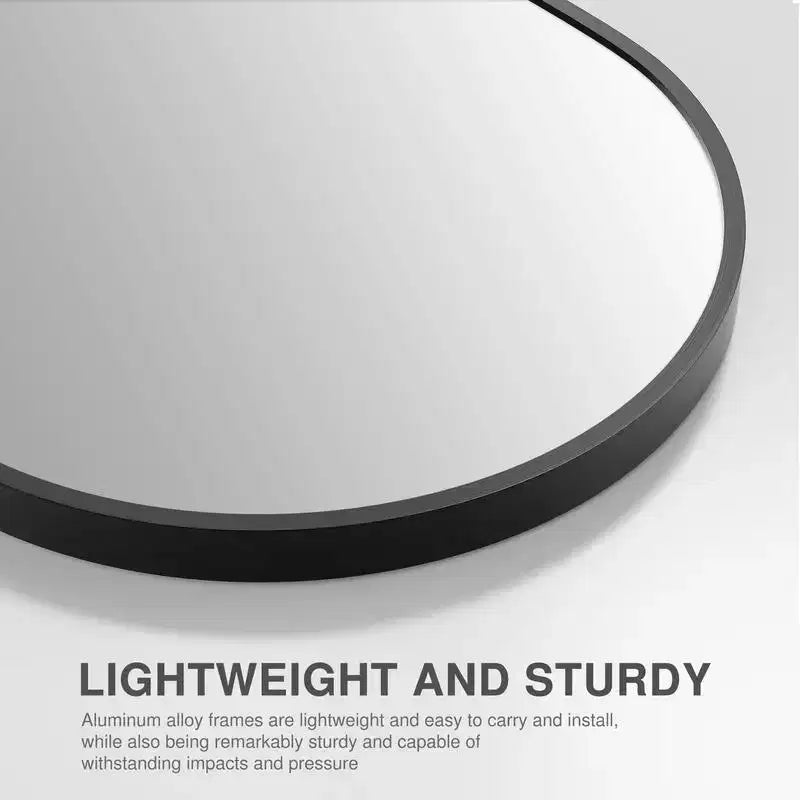 36 x 24 Black Modern Arched Wall Mirror, Aluminum Alloy Thin-Frame, Two-way Hanging for Bathroom, Entryway, Bedroom, Vanity