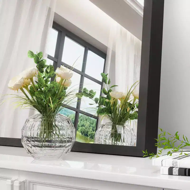 36 x 24 Black Modern Arched Wall Mirror, Aluminum Alloy Thin-Frame, Two-way Hanging for Bathroom, Entryway, Bedroom, Vanity