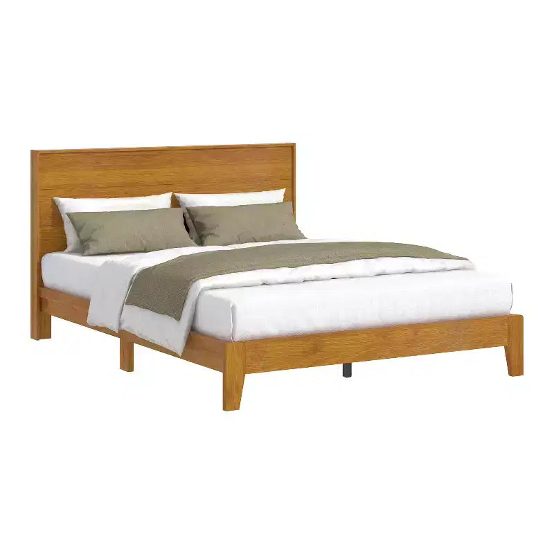 Queen Platform Bed with Headboard - Gray