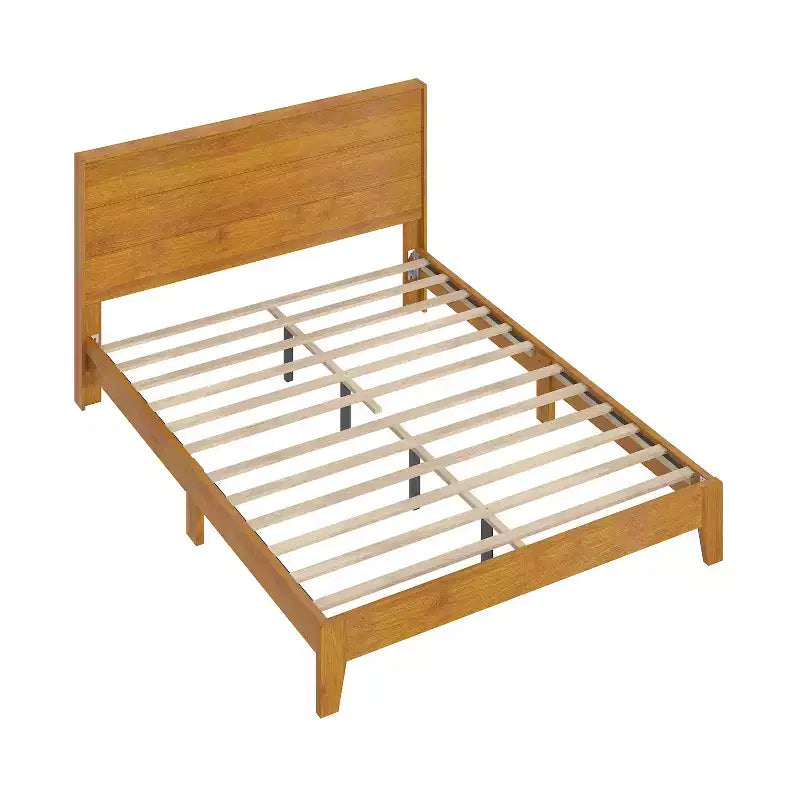 Queen Platform Bed with Headboard - Gray