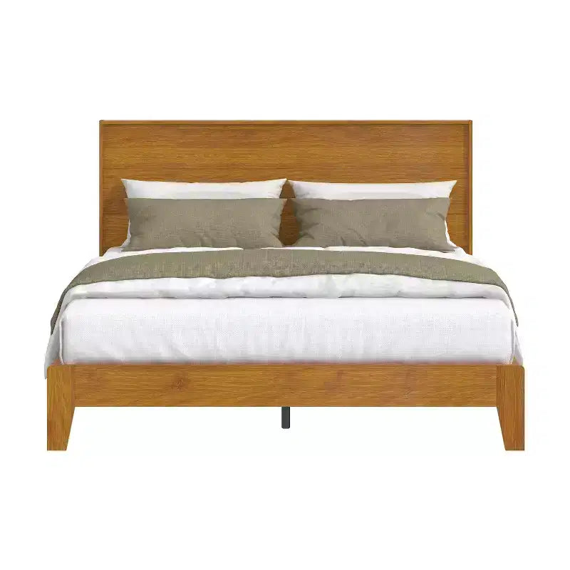 Queen Platform Bed with Headboard - Gray