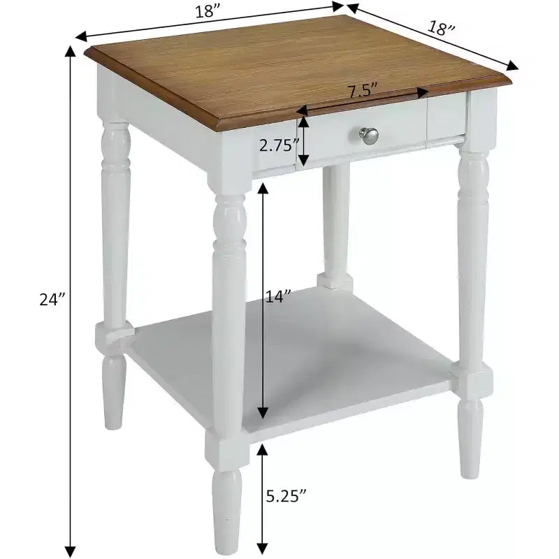 Traditional End Table with Storage Drawer and Open Shelf for Living Room