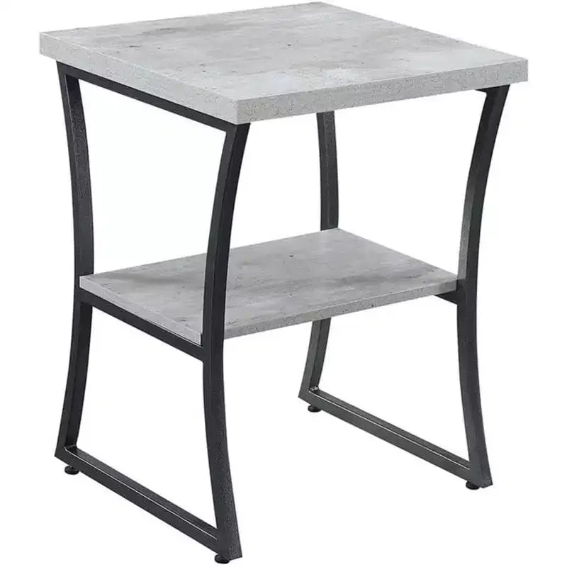 Contemporary End Table with Powder Coated Metal Frame, Sturdy Bottom Shelf, Minimalist Modern Look