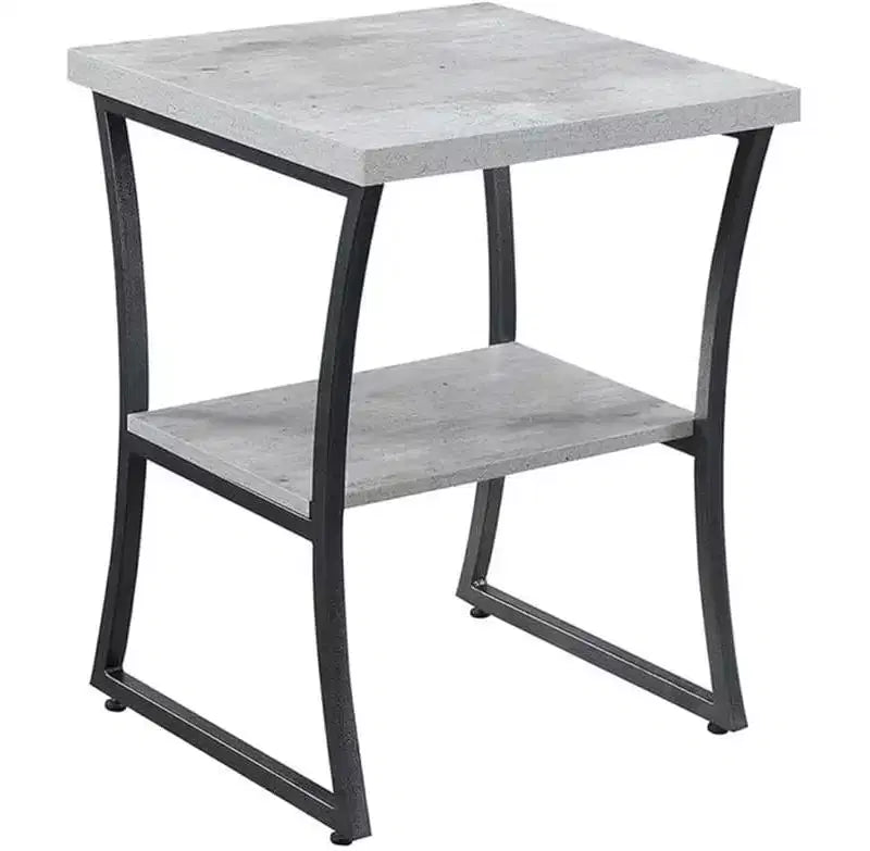 Contemporary End Table with Powder Coated Metal Frame, Sturdy Bottom Shelf, Minimalist Modern Look