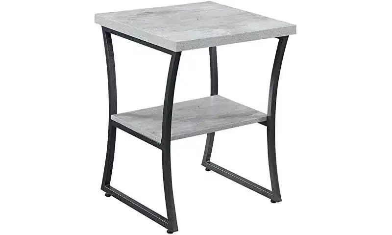 Contemporary End Table with Powder Coated Metal Frame, Sturdy Bottom Shelf, Minimalist Modern Look