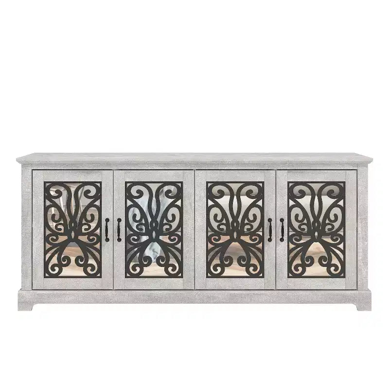 4 Door Wide TV Stand - Dusty Grey Oak
