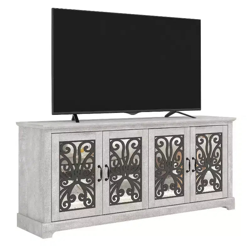 4 Door Wide TV Stand - Dusty Grey Oak