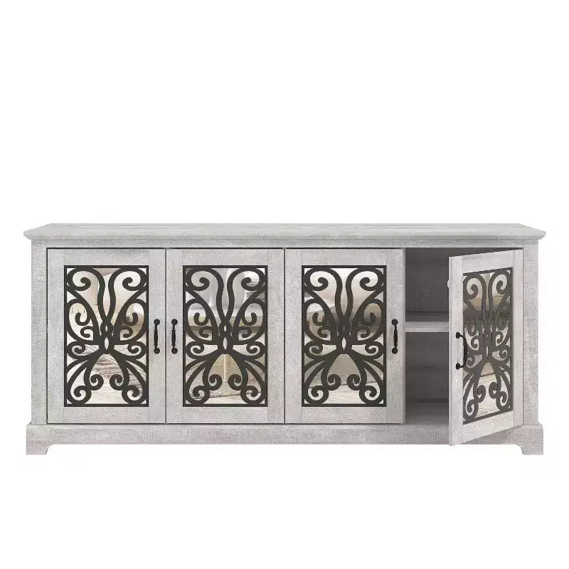 4 Door Wide TV Stand - Dusty Grey Oak
