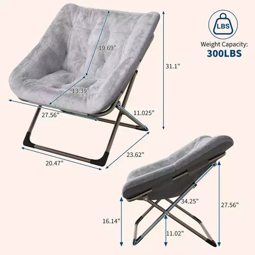 2PCS Comfy Foldable Faux Fur Lounge Chair for Adults, Bedroom Living Room Dorm Rooms, Flexible Reading Chair