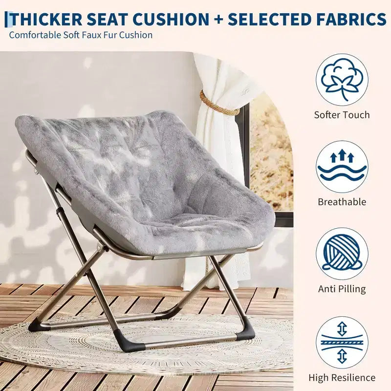 2PCS Comfy Foldable Faux Fur Lounge Chair for Adults, Bedroom Living Room Dorm Rooms, Flexible Reading Chair