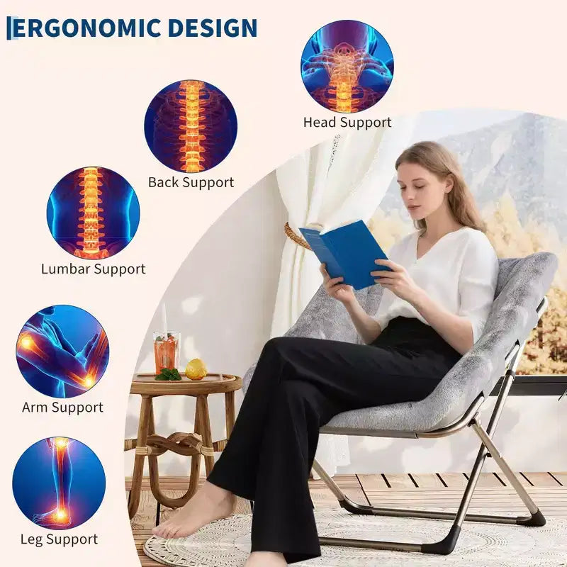 2PCS Comfy Foldable Faux Fur Lounge Chair for Adults, Bedroom Living Room Dorm Rooms, Flexible Reading Chair