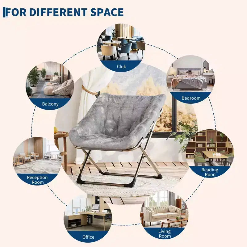 2PCS Comfy Foldable Faux Fur Lounge Chair for Adults, Bedroom Living Room Dorm Rooms, Flexible Reading Chair