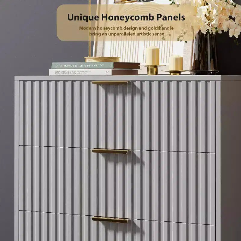 Modern Fluted 5-Drawer Dresser, 48" Tall Wooden Chest with Deep Storage for Bedroom, Home Office