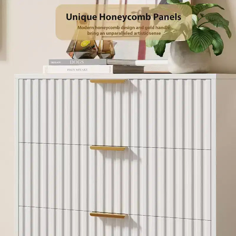 Modern Fluted 5-Drawer Dresser, 48" Tall Wooden Chest with Deep Storage for Bedroom, Home Office