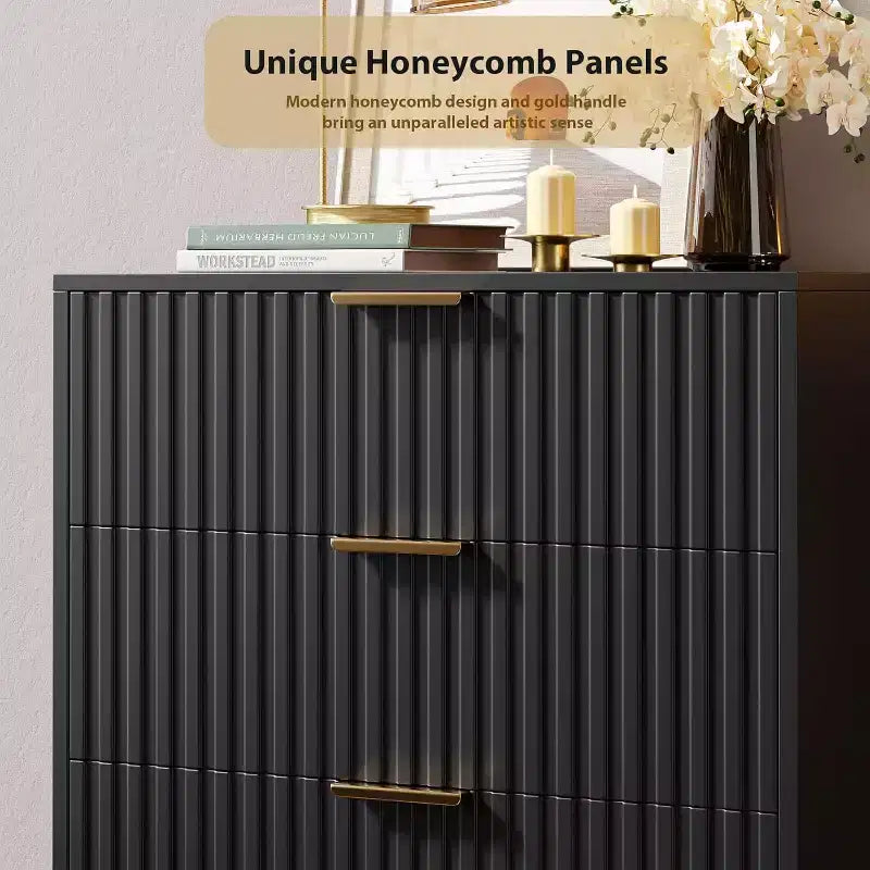 Modern Fluted 5-Drawer Dresser, 48" Tall Wooden Chest with Deep Storage for Bedroom, Home Office