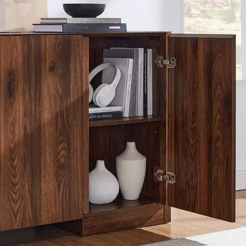 66" Sideboard Buffet Cabinet with 4 Doors and Adjustable Shelves for Kitchen, Dining Room, Living Room