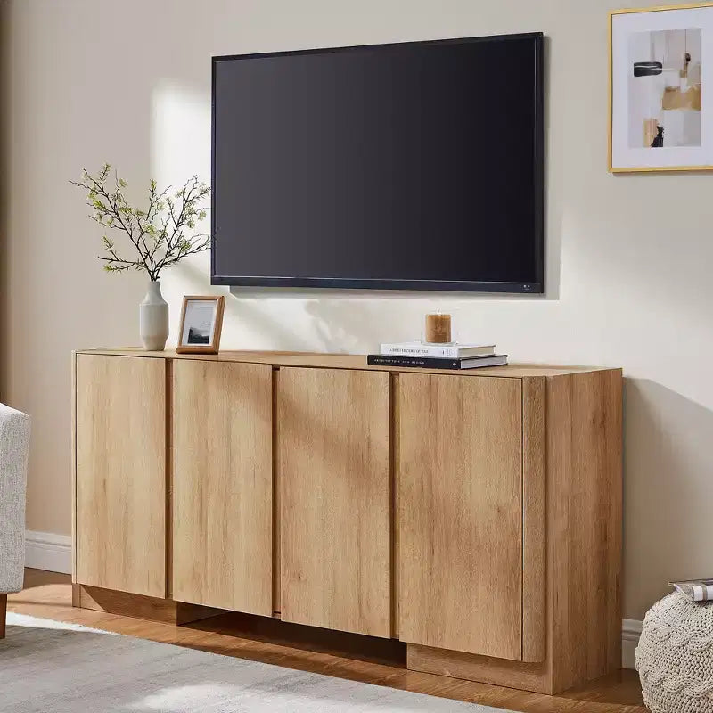 66" Sideboard Buffet Cabinet with 4 Doors and Adjustable Shelves for Kitchen, Dining Room, Living Room