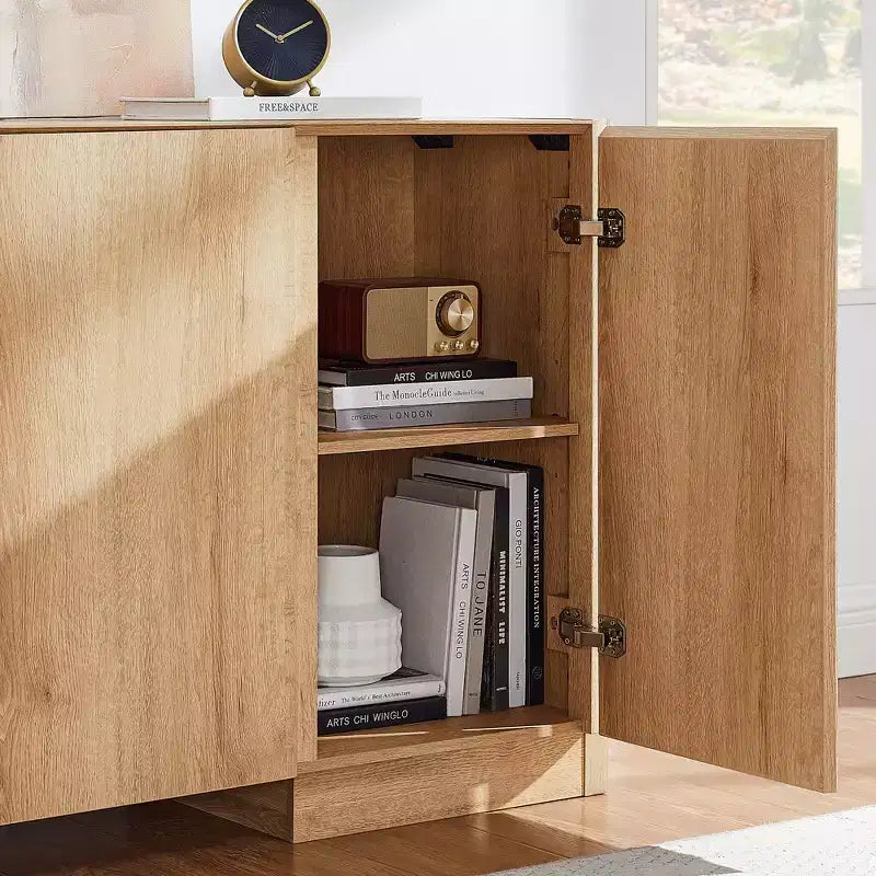 66" Sideboard Buffet Cabinet with 4 Doors and Adjustable Shelves for Kitchen, Dining Room, Living Room