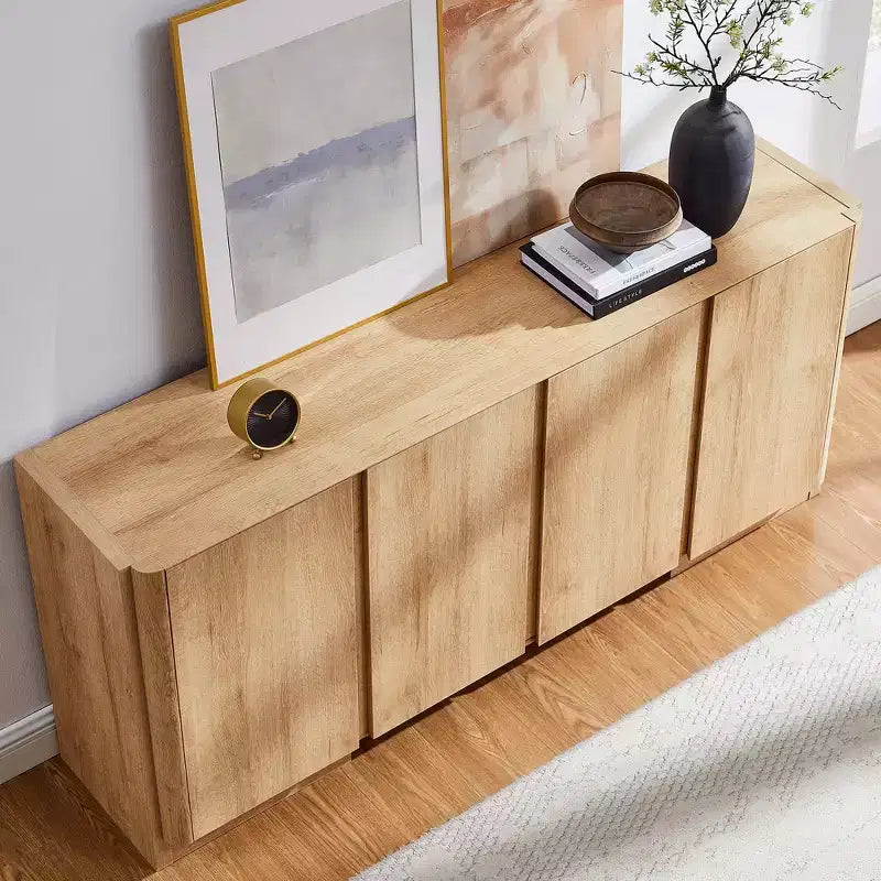 66" Sideboard Buffet Cabinet with 4 Doors and Adjustable Shelves for Kitchen, Dining Room, Living Room