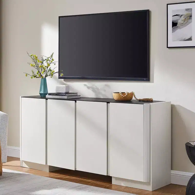 66" Sideboard Buffet Cabinet with 4 Doors and Adjustable Shelves for Kitchen, Dining Room, Living Room