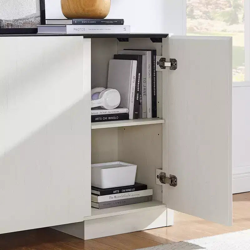 66" Sideboard Buffet Cabinet with 4 Doors and Adjustable Shelves for Kitchen, Dining Room, Living Room