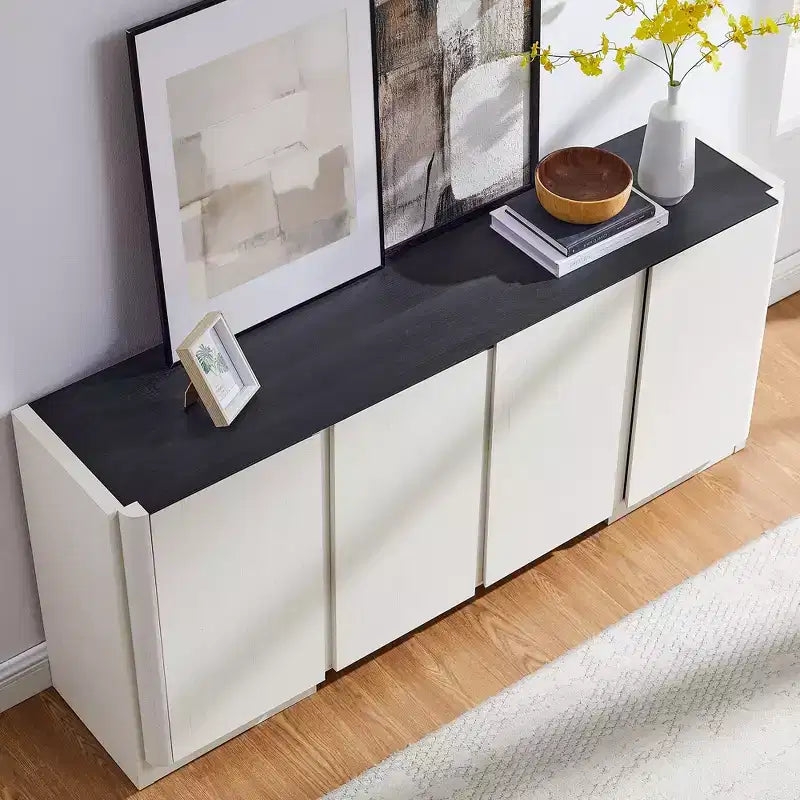 66" Sideboard Buffet Cabinet with 4 Doors and Adjustable Shelves for Kitchen, Dining Room, Living Room