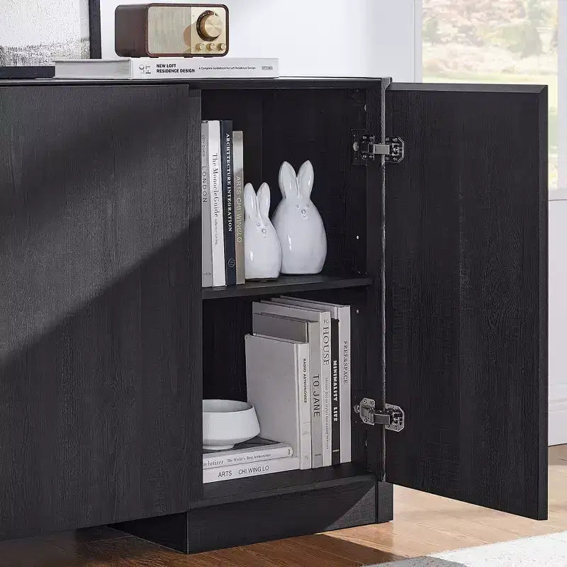 66" Sideboard Buffet Cabinet with 4 Doors and Adjustable Shelves for Kitchen, Dining Room, Living Room