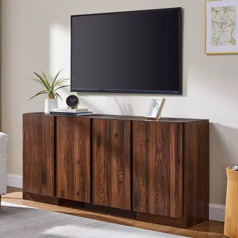 66" Sideboard Buffet Cabinet with 4 Doors and Adjustable Shelves for Kitchen, Dining Room, Living Room