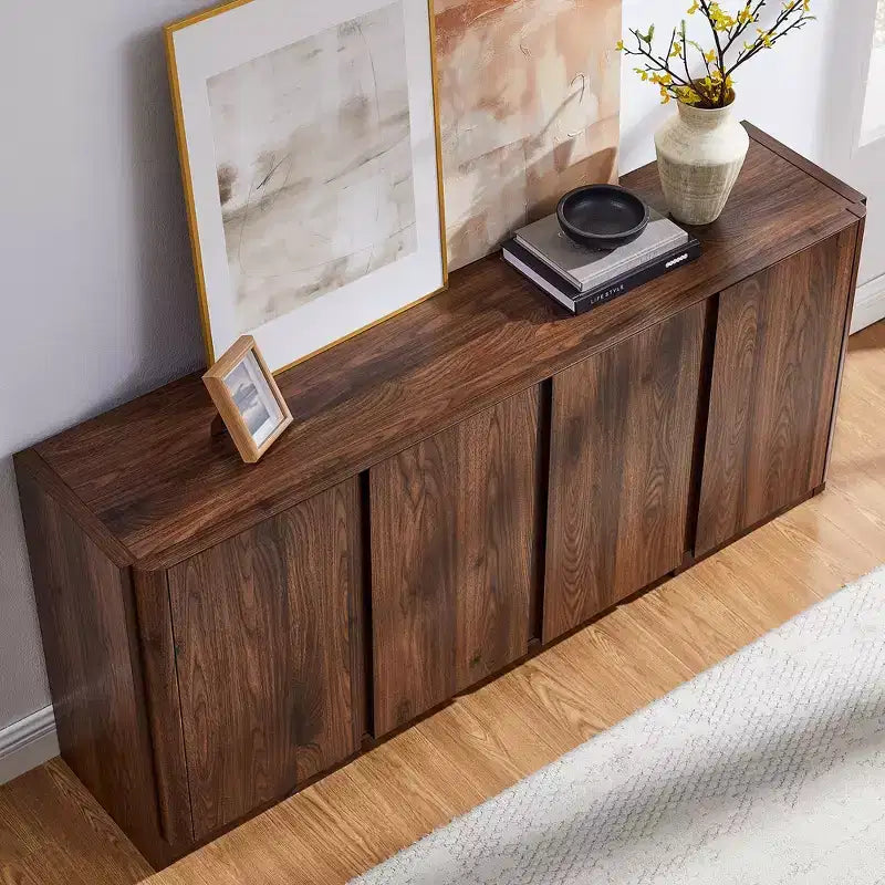 66" Sideboard Buffet Cabinet with 4 Doors and Adjustable Shelves for Kitchen, Dining Room, Living Room