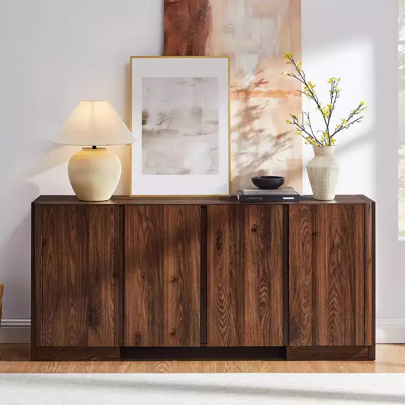 66" Sideboard Buffet Cabinet with 4 Doors and Adjustable Shelves for Kitchen, Dining Room, Living Room